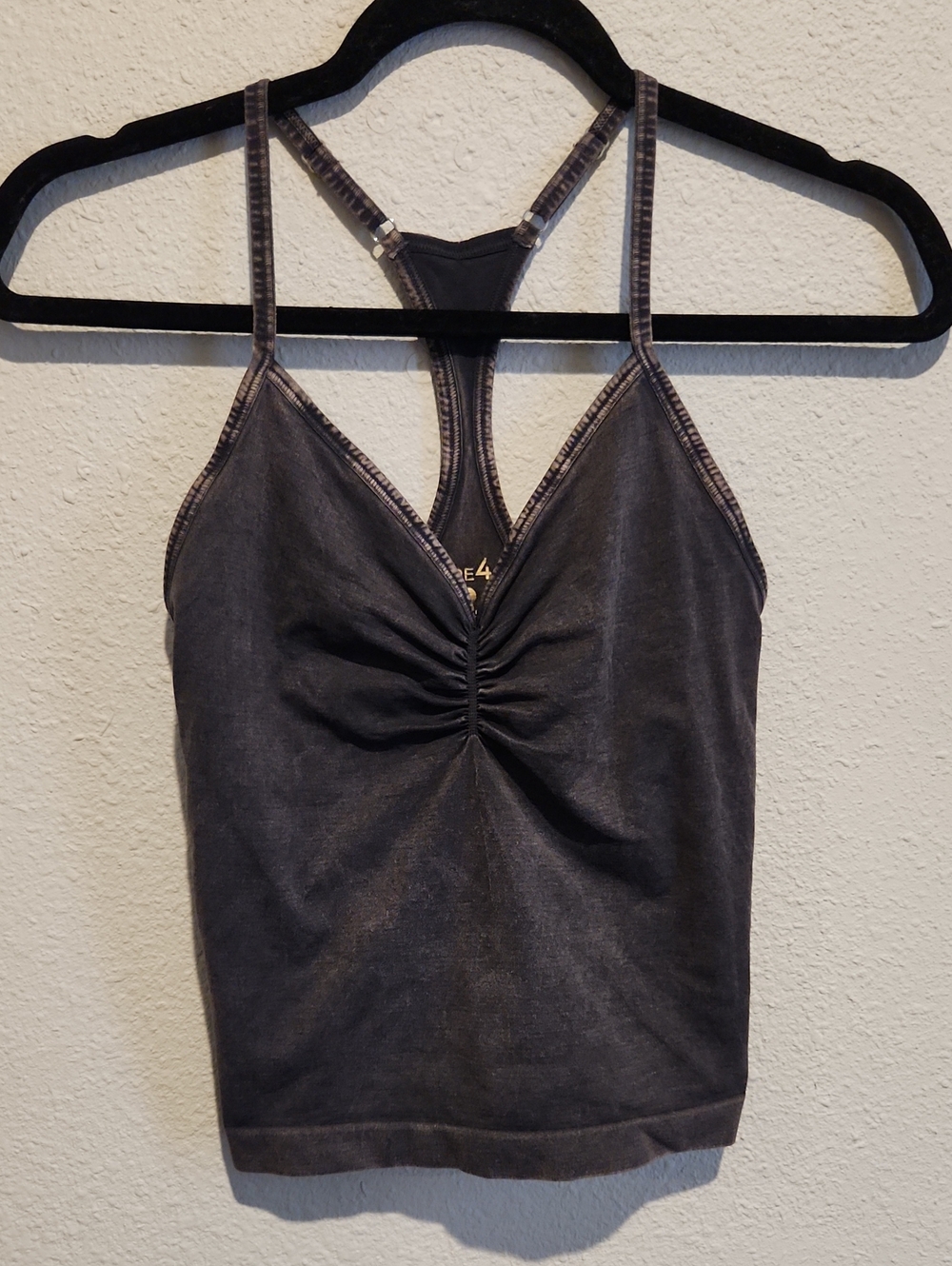 NWT Core44 Racerback Tank Built-In Bra Sz S Acid Wash